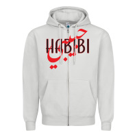 Dove Grey yallah habibi Zipper Hoodie - linhVisuals