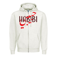 Oatmeal Heather yallah habibi Zipper Hoodie - linhVisuals