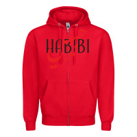 Red yallah habibi Zipper Hoodie - linhVisuals