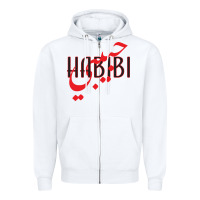 White yallah habibi Zipper Hoodie - linhVisuals