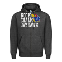 Charcoal Heather rock chalk jayhawk ku tshirt Zipper Hoodie - linhVisuals