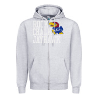 Heather Grey rock chalk jayhawk ku tshirt Zipper Hoodie - linhVisuals