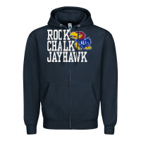 Navy rock chalk jayhawk ku tshirt Zipper Hoodie - linhVisuals