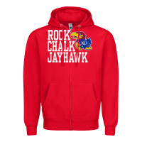 Red rock chalk jayhawk ku tshirt Zipper Hoodie - linhVisuals