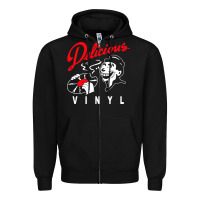 Black delicious vinyl Zipper Hoodie - linhVisuals