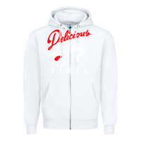 White delicious vinyl Zipper Hoodie - linhVisuals