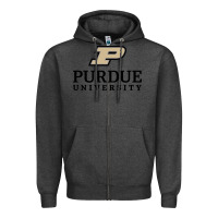 Charcoal Heather Purdue University, Apparel Zipper Hoodie - linhVisuals