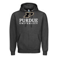 Charcoal Heather Purdue University, Apparel Zipper Hoodie - linhVisuals