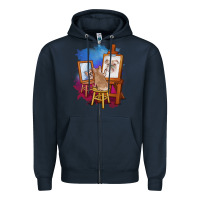 Navy french bulldog painting bulldog artist art animals graphic long sleeve Zipper Hoodie - linhVisuals