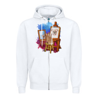 White french bulldog painting bulldog artist art animals graphic long sleeve Zipper Hoodie - linhVisuals
