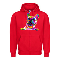 Red frenchie french bulldog pop art portrait bouledogue t shirt Zipper Hoodie - linhVisuals