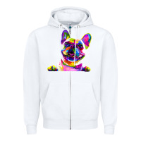 White frenchie french bulldog pop art portrait bouledogue t shirt Zipper Hoodie - linhVisuals
