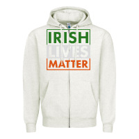 Oatmeal Heather irish lives matter Zipper Hoodie - linhVisuals