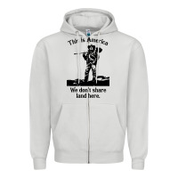Dove Grey this is america we don't share land here Zipper Hoodie - linhVisuals