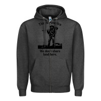 Charcoal Heather this is america we don't share land here Zipper Hoodie - linhVisuals