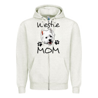 Oatmeal Heather westie mom dog mama west highland terrier dog Zipper Hoodie - linhVisuals