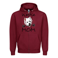 Burgundy westie mom dog mama west highland terrier dog Zipper Hoodie - linhVisuals