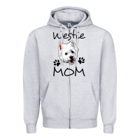 Heather Grey westie mom dog mama west highland terrier dog Zipper Hoodie - linhVisuals