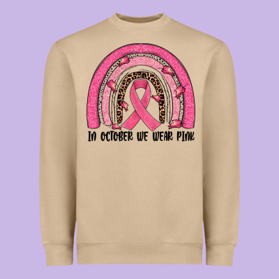 In October We Wear Pink Rainbow Heavyweight Sweatshirt Designed By Jahusdesignshop