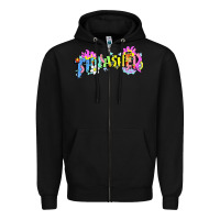 Black trasher Zipper Hoodie - linhVisuals