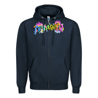 Navy trasher Zipper Hoodie - linhVisuals