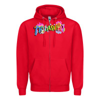 Red trasher Zipper Hoodie - linhVisuals