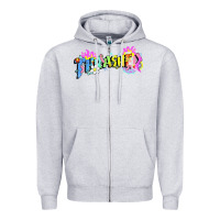 Heather Grey trasher Zipper Hoodie - linhVisuals
