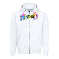 White trasher Zipper Hoodie - linhVisuals