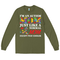Army Green LIL Autism Mom Long Sleeve Tee - CowhideDigitalArt