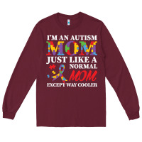 Burgundy LIL Autism Mom Long Sleeve Tee - CowhideDigitalArt