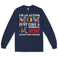 Navy LIL Autism Mom Long Sleeve Tee - CowhideDigitalArt