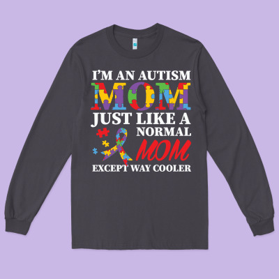 Lil Autism Mom Long Sleeve Tee Designed By Cowhidedigitalart