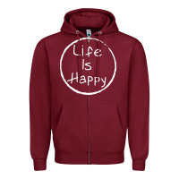 Burgundy life is happy Zipper Hoodie - linhVisuals