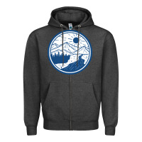Charcoal Heather River Mountain Badge Zipper Hoodie - linhVisuals