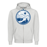 Dove Grey River Mountain Badge Zipper Hoodie - linhVisuals