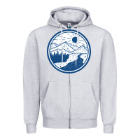 Heather Grey River Mountain Badge Zipper Hoodie - linhVisuals
