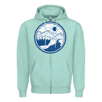 Seafoam River Mountain Badge Zipper Hoodie - linhVisuals