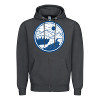 River Mountain Badge Zipper Hoodie | Teevron