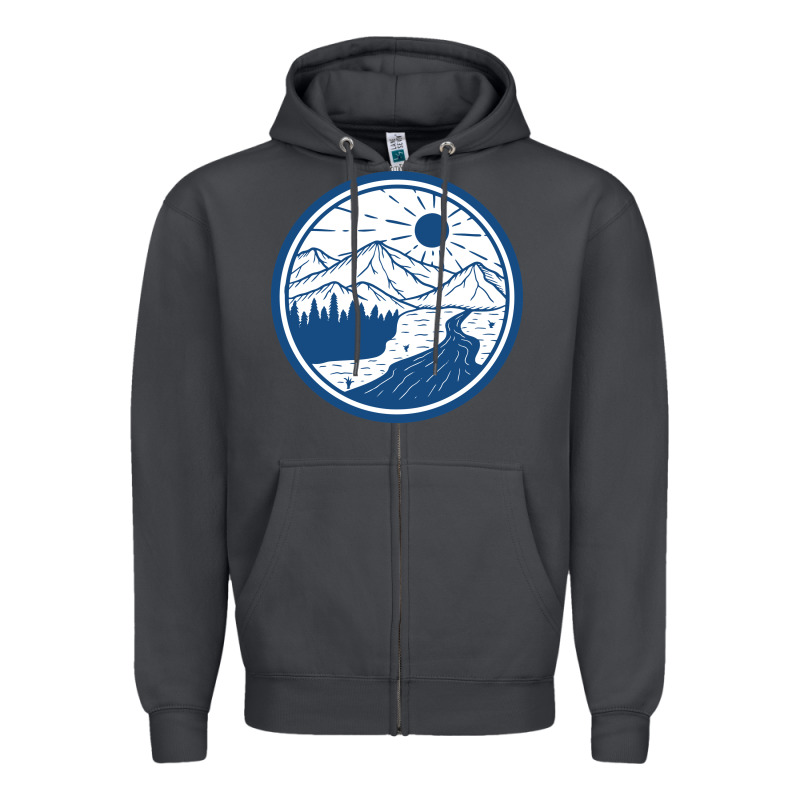 River Mountain Badge Zipper Hoodie by linhVisuals | Teevron