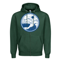 Sports Green River Mountain Badge Zipper Hoodie - linhVisuals