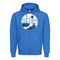 True Royal River Mountain Badge Zipper Hoodie - linhVisuals
