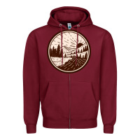 Burgundy River Forest Brown Zipper Hoodie - linhVisuals