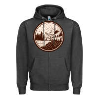 Charcoal Heather River Forest Brown Zipper Hoodie - linhVisuals
