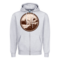 Heather Grey River Forest Brown Zipper Hoodie - linhVisuals