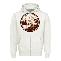 Oatmeal Heather River Forest Brown Zipper Hoodie - linhVisuals
