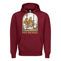 Burgundy Frogs And Toad Fucks The Police Zipper Hoodie - linhVisuals