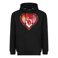 Black valentines day rooster with leopard heart Heavyweight Hoodie - RanaPortraitStore