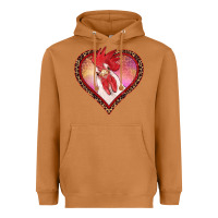 Meerkat valentines day rooster with leopard heart Heavyweight Hoodie - RanaPortraitStore