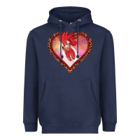 Navy valentines day rooster with leopard heart Heavyweight Hoodie - RanaPortraitStore