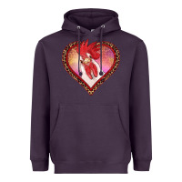 Plum valentines day rooster with leopard heart Heavyweight Hoodie - RanaPortraitStore